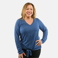 Max Studio Performance Blue Arizona Tie Front Top - L - Sticky add to cart bar