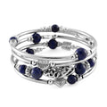 Lapis Lazuli Beaded 40 ctw Wrap Bracelet in Silvertone (6.5-7In) - Sticky add to cart bar