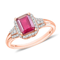 Niassa Ruby (FF) and White Zircon Ring in 18K Vermeil Rose Gold Over Sterling Silver (Size 10.0) 2.73 ctw