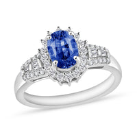 Luxoro AAA Ceylon Blue Sapphire and G-H I2 Diamond 1.37 ctw Ring in 14K White Gold (Size  10.0)