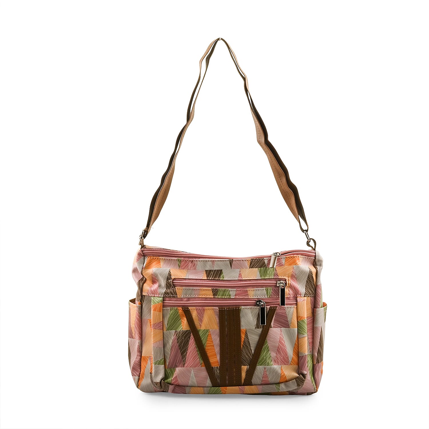 Multi Navy Faux Leather Shoulder Bag with Adjustable Strap - One Size