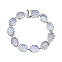 Premium Rainbow Moonstone 55.25 ctw Bracelet in Rhodium Over Sterling Silver (7.50 In)