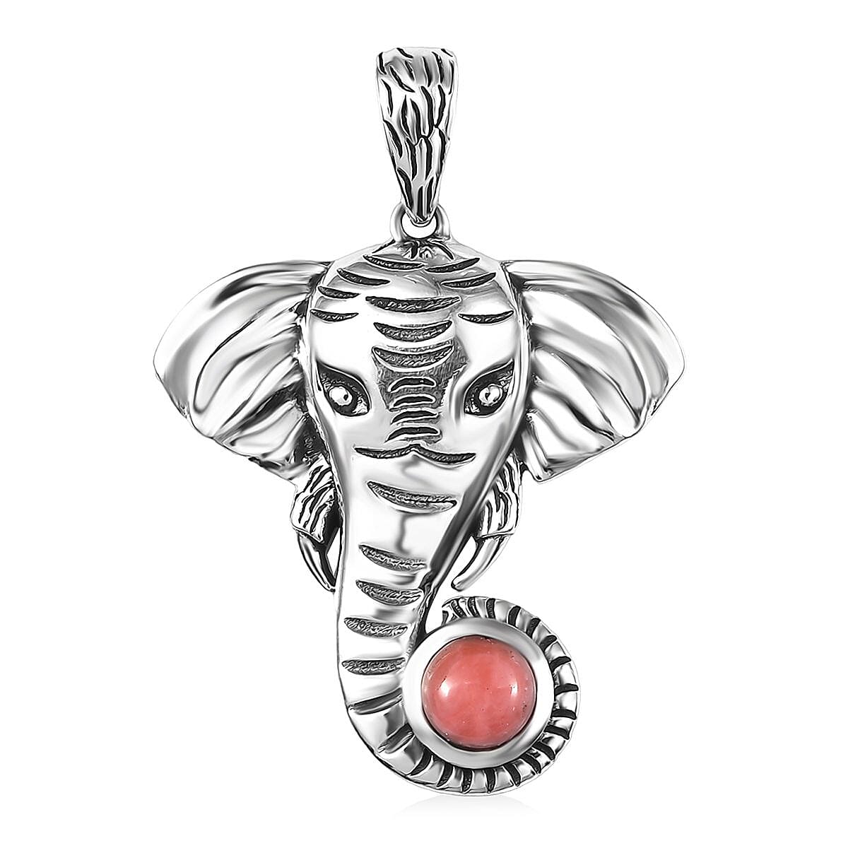 D'Joy Artisan Crafted Oregon Peach Opal 0.40 ctw Elephant Pendant without Chain in Sterling Silver