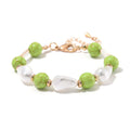 White Shell Pearl, Blue Howlite Beaded Bracelet (7-9In) in Goldtone 25.00 ctw - Sticky add to cart bar