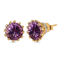 D'Joy Rose De France Amethyst Stud Earrings in 18K Vermeil YG Over Sterling Silver 6.90 ctw