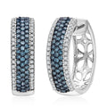 Venice Blue Diamond I1-I2 and Diamond 1.00 ctw Hoop Earrings in Platinum Over Sterling Silver - Sticky add to cart bar
