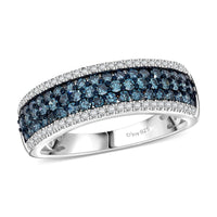 Venice Blue Diamond I1-I2 and Diamond 1.00 ctw Ring in Platinum Over Sterling Silver
