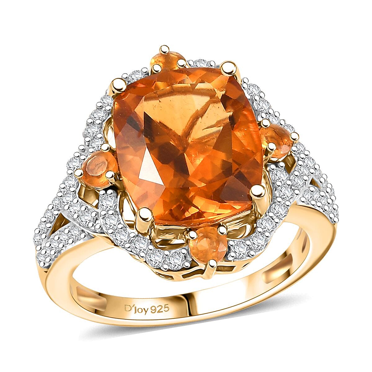 D'Joy Santa Ana Madeira Citrine, Multi Gemstone Ring in 18K Vermeil YG Over Sterling Silver (Size 10.0) 6.25 ctw