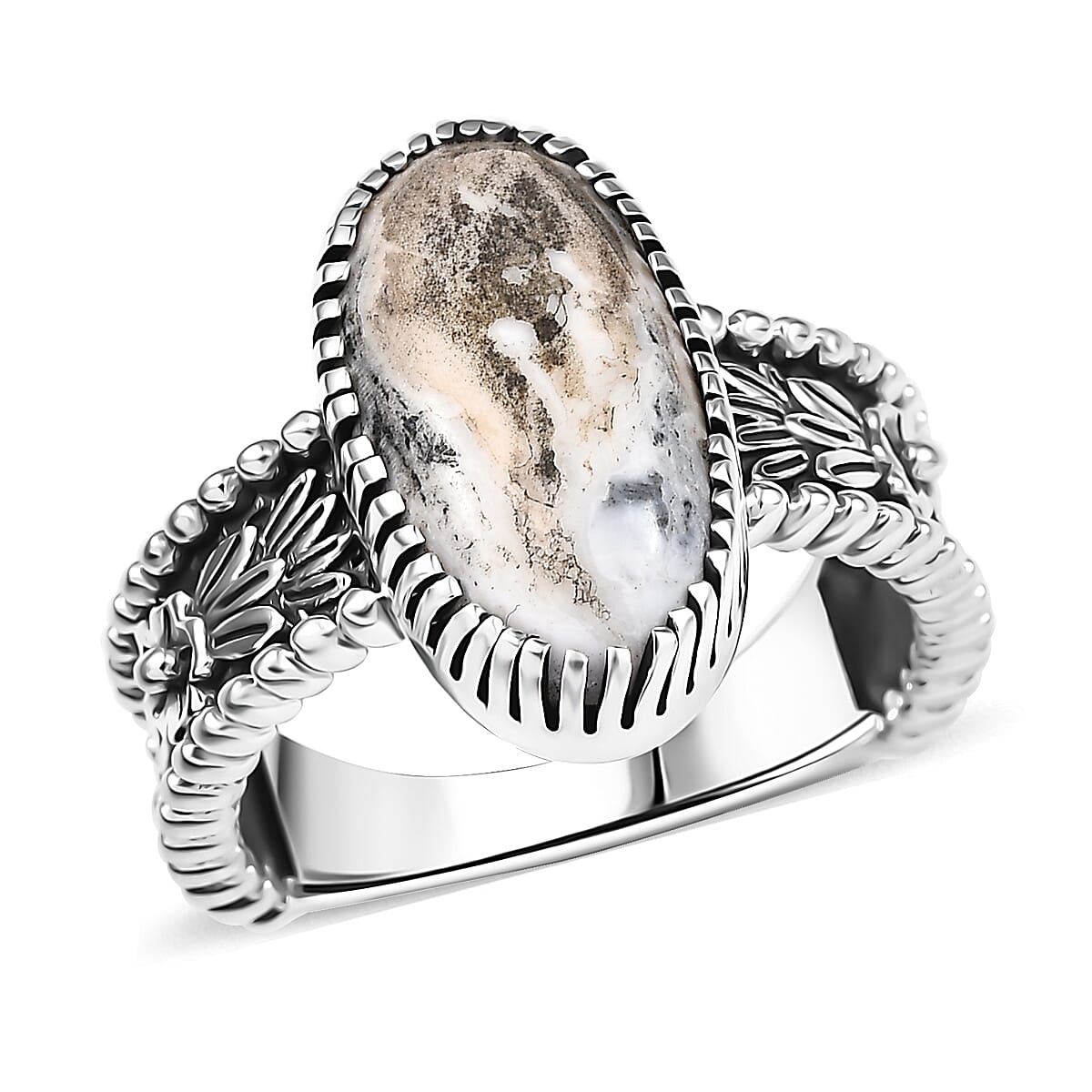 Artisan Crafted White Buffalo 4.50 ctw Ring in Sterling Silver (Size 10.0)