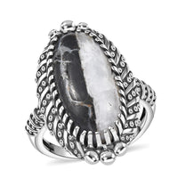 Artisan Crafted White Buffalo Solitaire Ring in Sterling Silver (Size 10.0) 10.50 ctw