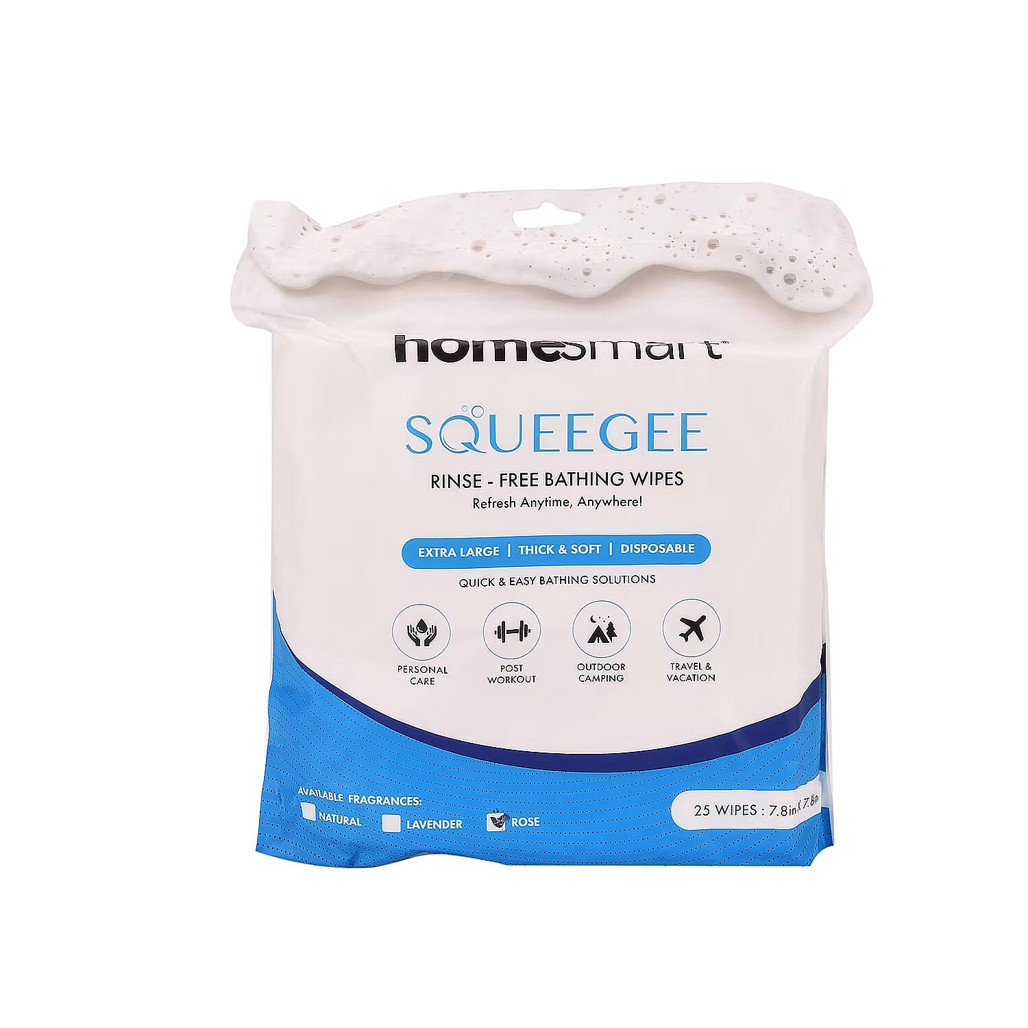 Homesmart Rinse Free Sponge Bath Wipes - Nature