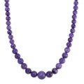 Mozambique Garnet, Charoite Beaded Necklace (20 Inches) in Rhodium Over Sterling Silver 550.05 ctw - Sticky add to cart bar