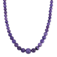 Mozambique Garnet, Charoite Beaded Necklace (20 Inches) in Rhodium Over Sterling Silver 550.05 ctw