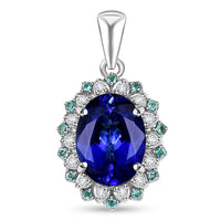 Certified & Appraised Rhapsody AAAA Tanzanite, Paraiba Tourmaline and E-F VS2 Diamond 3.55 ctw Pendant in 950 Platinum 4 Grams