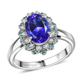 Rhapsody 950 Platinum AAAA Tanzanite, Paraiba Tourmaline and Diamond (E-F, VS2) Blooming Floral Ring (Size 10.0) (10.90 g) 3.55 ctw - Sticky add to cart bar