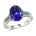 Certified & Appraised Rhapsody AAAA Tanzanite, Paraiba Tourmaline and E-F VS2 Diamond 5.00 ctw Pendant in 950 Platinum - Sticky add to cart bar