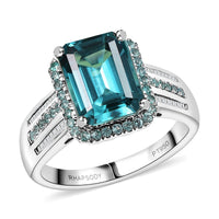 Certified & Appraised Rhapsody AAAA Lagoon Tourmaline, Paraiba Tourmaline and E-F VS2 Diamond 6.15 ctw Ring in 950 Platinum (Size 10.0) 9.40 Grams