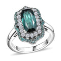 Rhapsody 950 Platinum AAAA Monte Belo Indicolite, Paraiba Tourmaline and Diamond (E-F, VS2) (0.64 cts) Ring (Size 10.0) (10.28 g) 3.50 ctw - Sticky add to cart bar