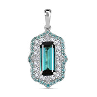 Certified & Appraised Rhapsody AAAA Monte Belo Indicolite, Paraiba Tourmaline and E-F VS2 Diamond 3.50 ctw Pendant in 950 Platinum