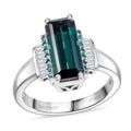 Certified & Appraised Rhapsody 950 Platinum AAAA Monte Belo Indicolite, Paraiba Tourmaline and Diamond (E-F, VS2) (0.14 cts) Ring (Size 7.0) (7.80 g) 4.00 ctw - Sticky add to cart bar
