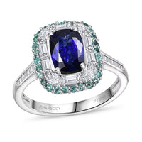 Certified & Appraised Rhapsody AAAA Ceylon Blue Sapphire, Paraiba Tourmaline and E-F VS Diamond 3.50 ctw Ring in 950 Platinum (Size 7.0) 6.80 Grams