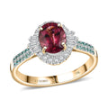 Certified & Appraised Luxoro 10K Yellow Gold AAA Ouro Rubellite, Paraiba Tourmaline and Diamond (G-H, I2) (0.32 cts) Ring (Size 10.0) (Del. in 10-12 Days) 2.10 ctw - Sticky add to cart bar