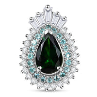 Certified & Appraised Rhapsody AAAA Tsavorite Garnet, Paraiba Tourmaline and E-F VS2 Diamond 1.80 ctw Pendant in 950 Platinum