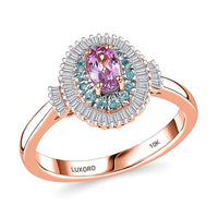 Luxoro 10K Rose Gold AAA Imperial Topaz, Paraiba Tourmaline and Diamond (G-H I2) (0.33 cts) Ring (Size 10.0) 1.00 ctw