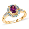 Certified & Appraised Luxoro 10K Yellow Gold AAA Radiant Ember Garnet, Paraiba Tourmaline and Diamond (G-H, I2) Ring (Size 10.0) (Del. in 10-12 Days) 1.75 ctw - Sticky add to cart bar