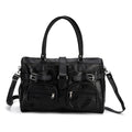 Black Patchwork Sheep Leather Crossbody Bag (15.75"x6.5"x10.04") with Shoulder Strap - Sticky add to cart bar