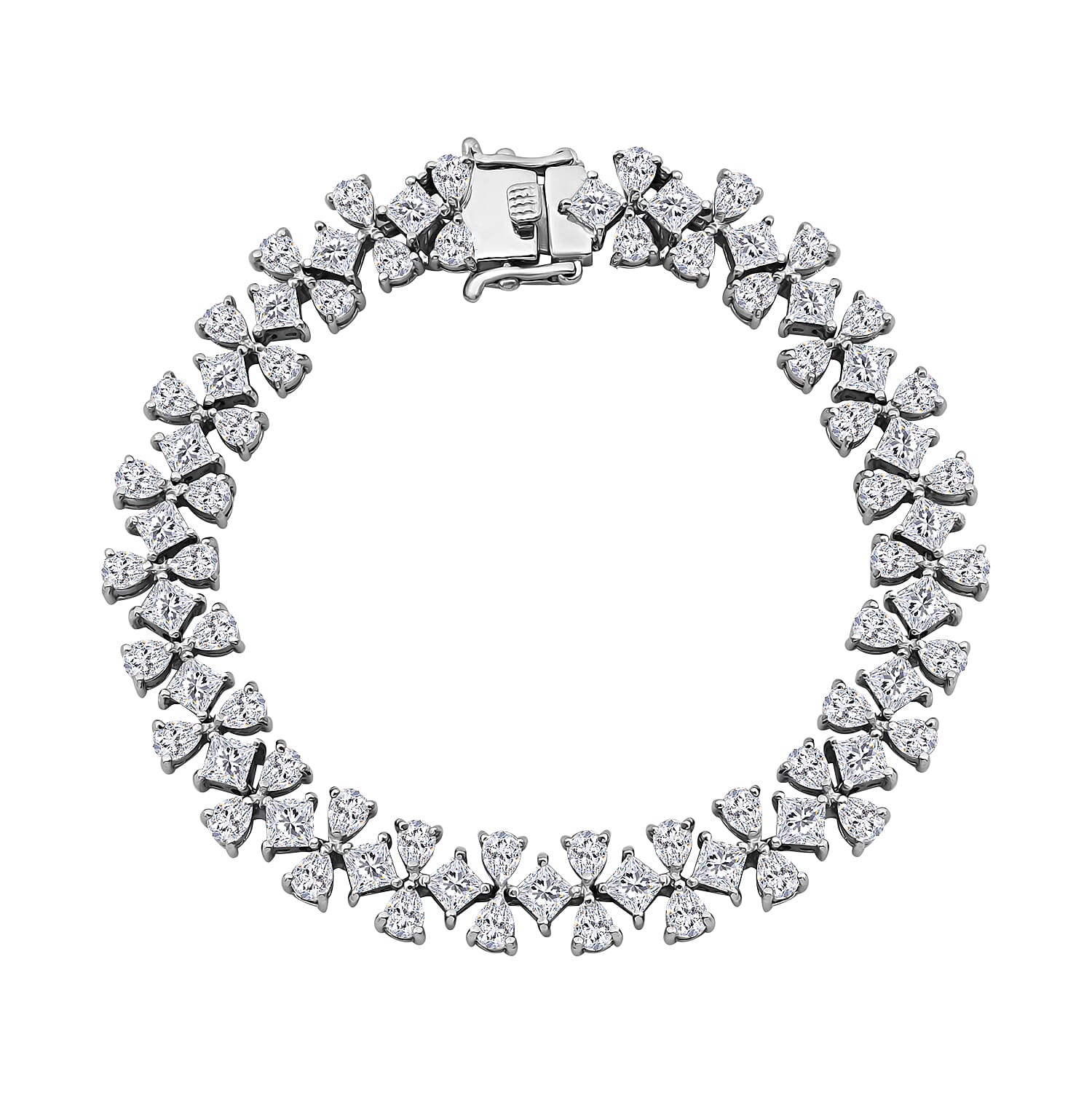 Moissanite 13.10 ctw Bracelet in Rhodium Over Sterling Silver (6.50 In)