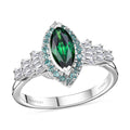 Certified & Appraised Rhapsody 950 Platinum AAAA Tsavorite Garnet, Paraiba Tourmaline and Diamond (E-F, VS2) (0.31 cts) Ring (Size 7.0) 1.50 ctw - Sticky add to cart bar