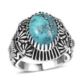 Artisan Crafted Blue Moon Turquoise 5.30 ctw Ring in Black Oxidized Sterling Silver (Size 10.0) - Sticky add to cart bar