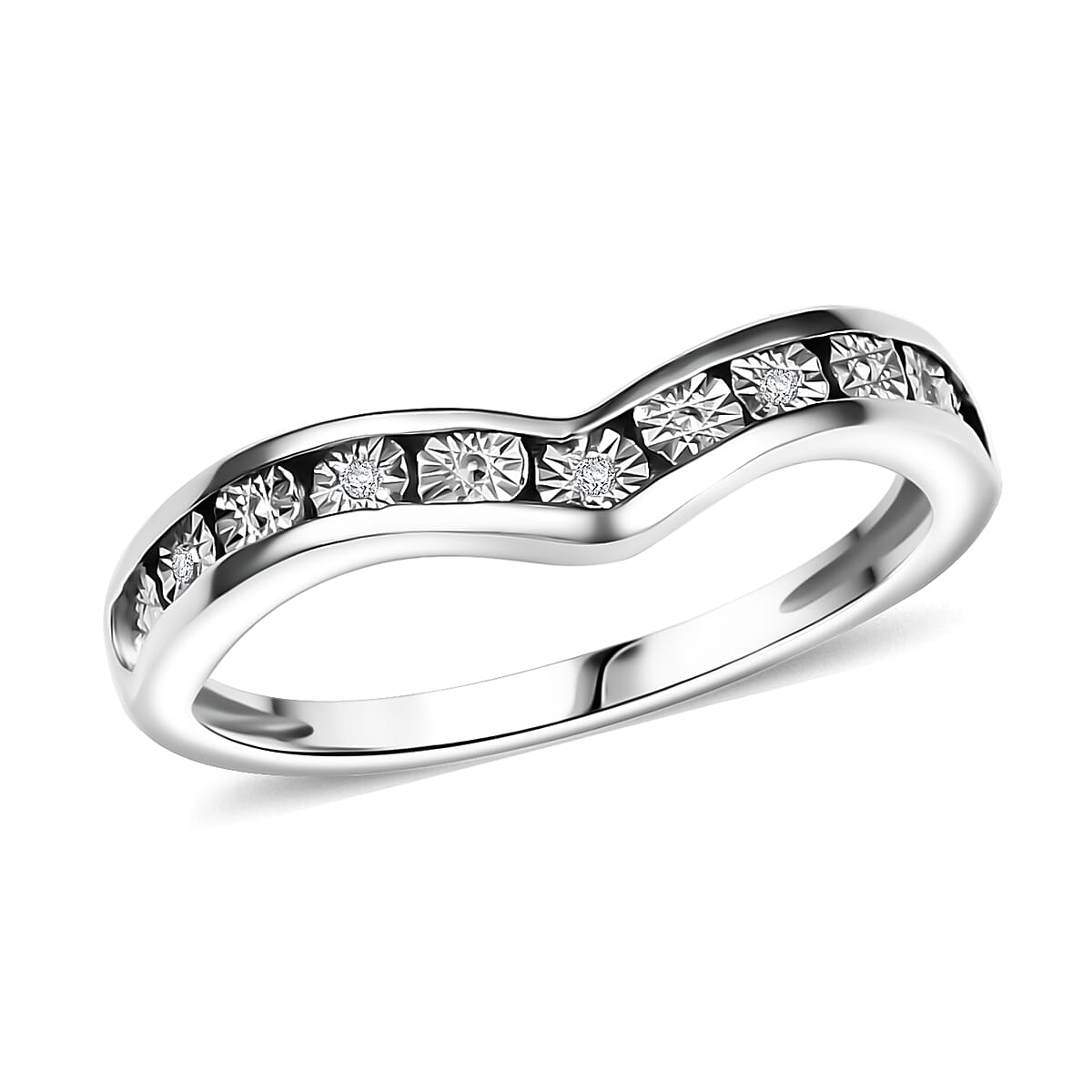 Diamond Band Ring in Platinum Over Sterling Silver (Size 10.0)