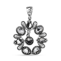 D'Joy Artisan Crafted White Buffalo 5.10 ctw Squash Blossom Pendant without Chain in Sterling Silver