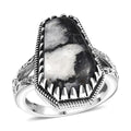 Artisan Crafted White Buffalo Ring in Black Oxidized Sterling Silver (Size 10.0) 12.50 ctw - Sticky add to cart bar