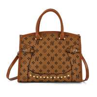 Warehouse Blowout Deal La Marey White with S Pattern Faux Leather Crossbody Bag (13.8"x4.33"x11") with Shoulder Strap