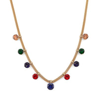 Multi Color Austrian Crystal Charm Necklace in Goldtone (20-22 Inches)