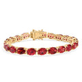 Lab Created Padparadscha Sapphire Bracelet in 18K Vermeil YG Overr Sterling Silver (7.50 In) 39.00 ctw - Sticky add to cart bar