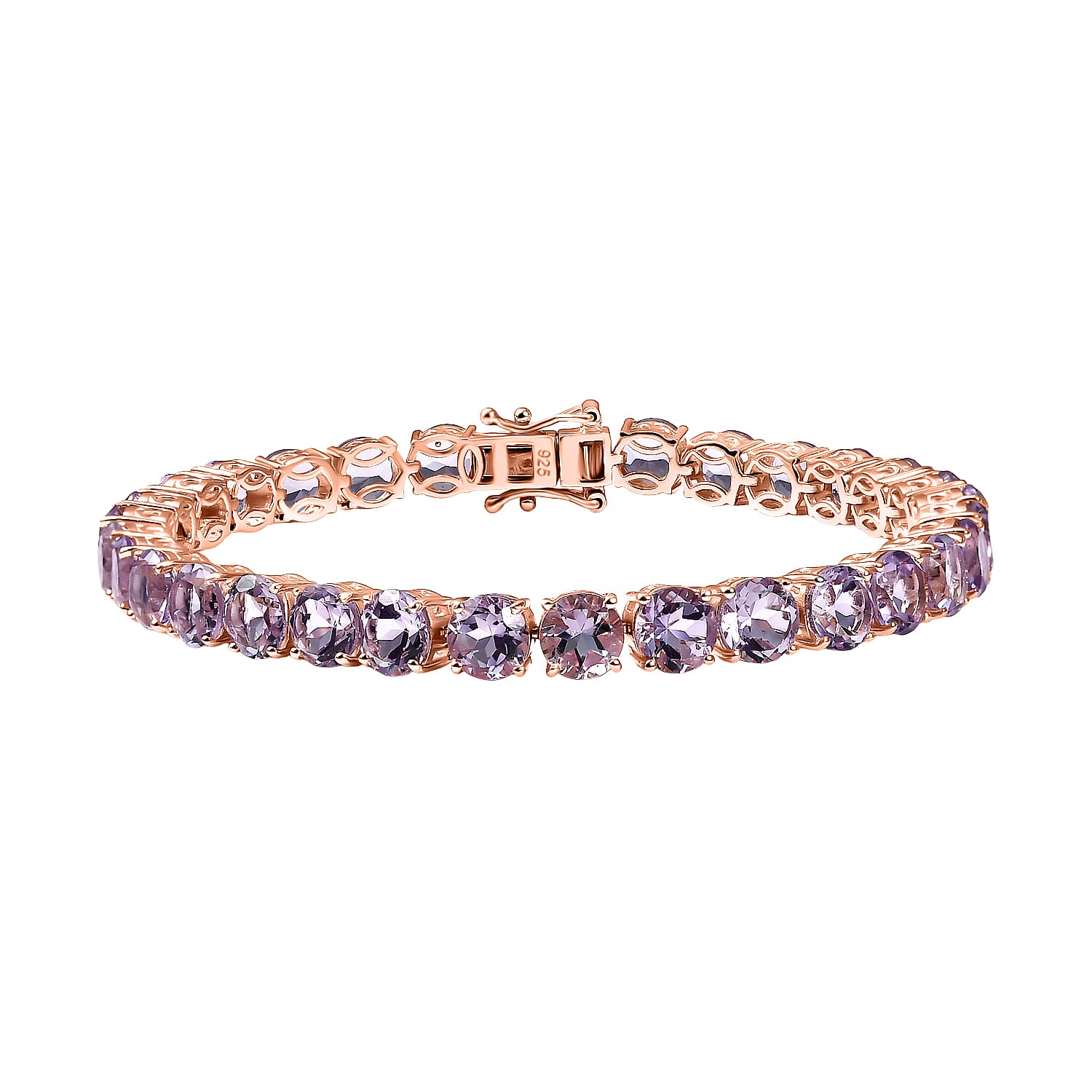 D'Joy Rose De France Amethyst Bracelet in 18K Vermeil RG Over Sterling Silver (7.50 In) 23.80 ctw