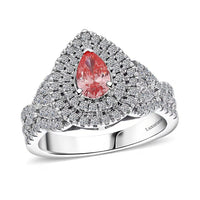 Luxuriant Lab Grown Pink Diamond (IR) (VS) and Lab Grown Diamond 1.00 ctw Royal Crown Ring in Platinum Over Sterling Silver