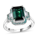 Certified & Appraised Rhapsody AAAA Pirineu Lagoon Tourmaline, Paraiba Tourmaline and E-F VS2 Diamond 5.25 ctw Halo Ring in 950 Platinum (Size 10.0) (Del. in 10-12 Days) - Sticky add to cart bar