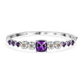 GP Italian Garden Collection African Amethyst and Multi Gemstone 9.60 ctw Bangle Bracelet in Rhodium Over Sterling Silver (7.25 In) - Sticky add to cart bar