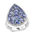 Premium Tanzanite, Multi Gemstone Ring in Rhodium Over Sterling Silver (Size 10.0) 3.50 ctw - Sticky add to cart bar