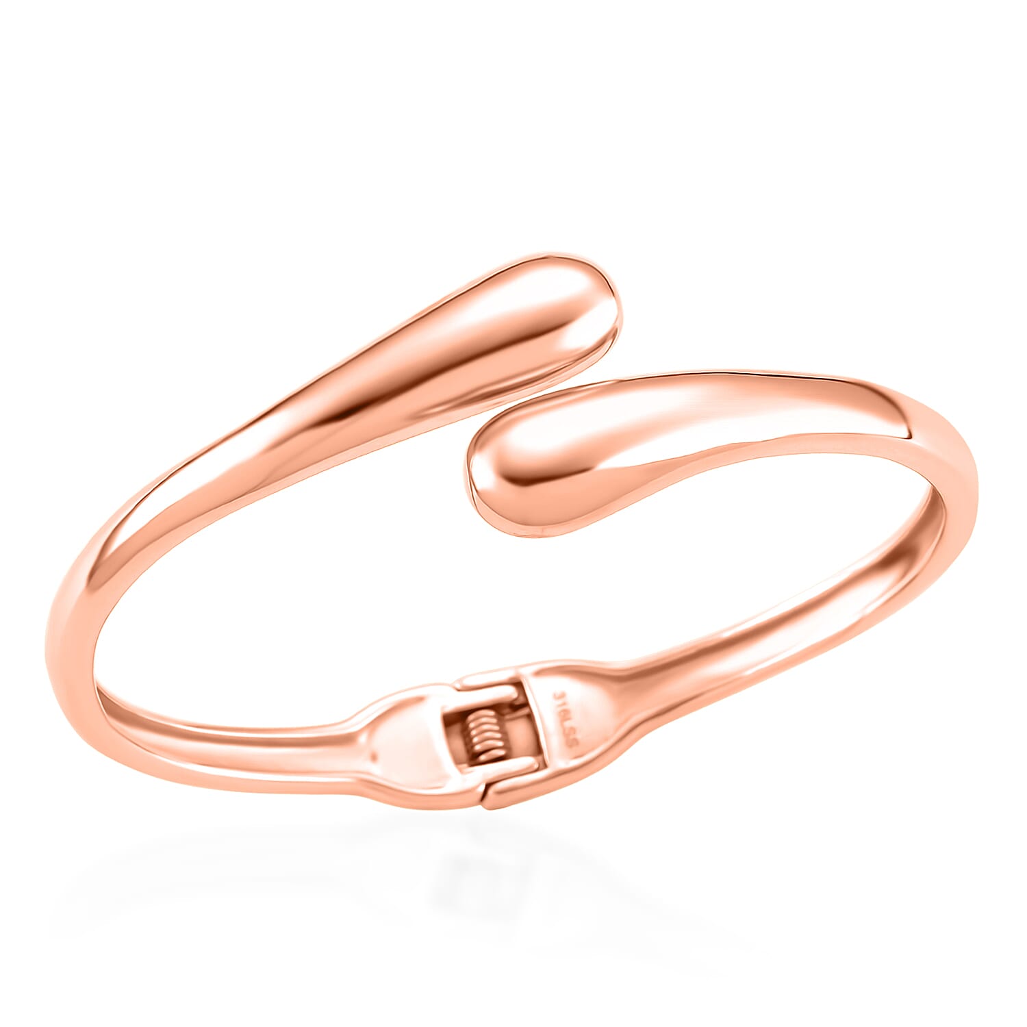 Bypass Bangle Bracelet in ION Plated RG Stainless Steel (7.50 In)