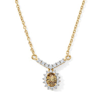Natural Golden Tanzanite and White Zircon 0.74 ctw Necklace (20 Inches) in 18K Yellow Gold Over Sterling Silver
