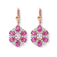 D''Joy Cambodian Blue Zircon, White Zircon Earrings in Rhodium Over Sterling Silver 5.65 ctw