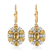 D''Joy Cambodian Blue Zircon, White Zircon Earrings in Rhodium Over Sterling Silver 5.65 ctw