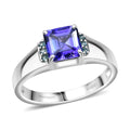 Certified & Appraised Rhapsody AAAA Asscher Cut Tanzanite and Paraiba Tourmaline 2.50 ctw Mens Ring in 950 Platinum 8.50 Grams (Del. in 10-12 Days) - Sticky add to cart bar