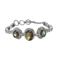 Doorbuster Malagasy Labradorite Toggle Clasp Bracelet in Stainless Steel (7.00 In) 20.30 ctw